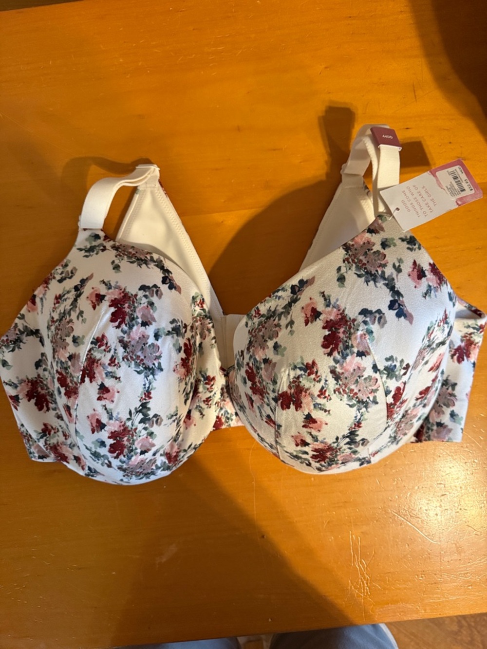 Lane Bryant White Floral Underwire Bra with Pink & Green Accents